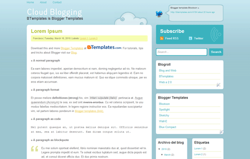 cloud-blogging-blogger-template